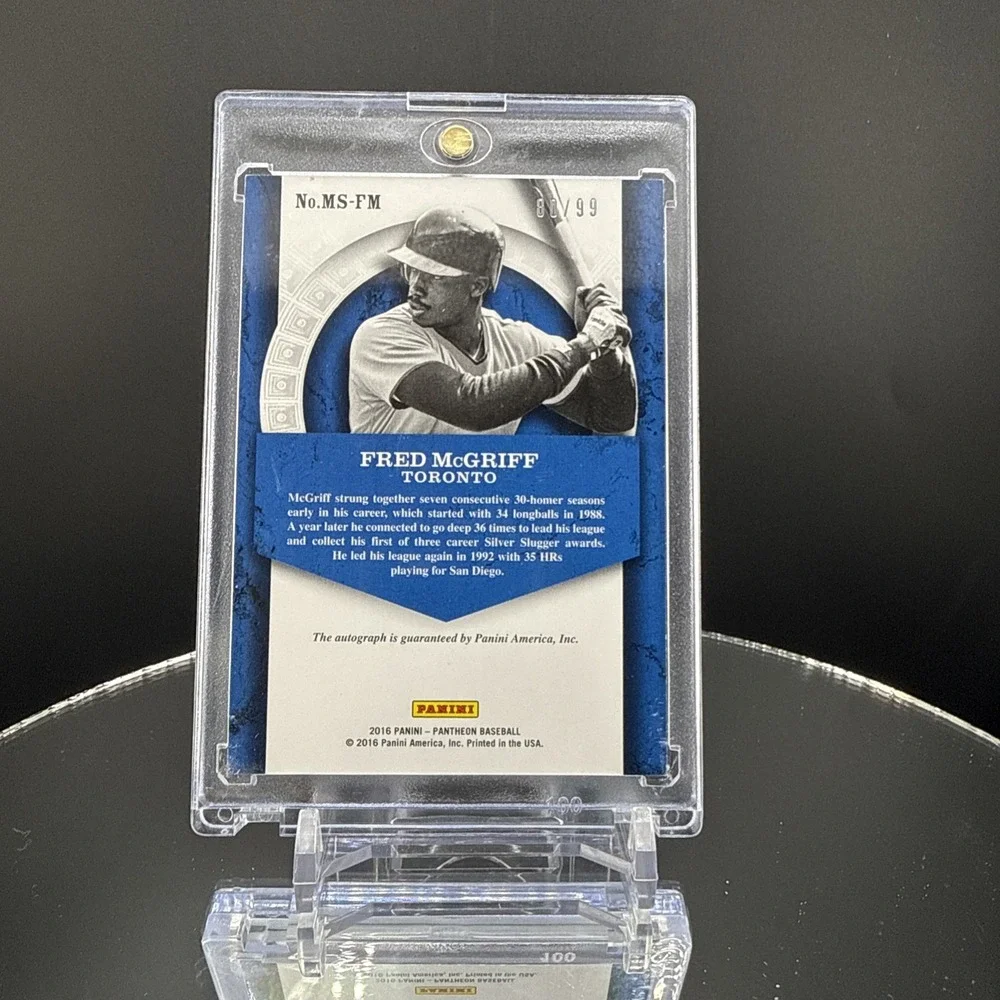 2016 Panini Pantheon Milestone Scripts Auto Blue #49 Fred McGriff /99